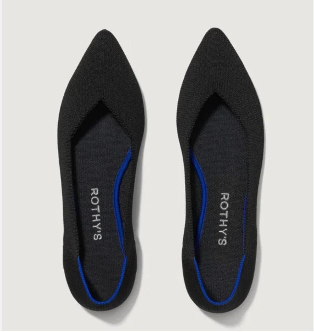 Rothy's The Point Black Knit Ballet Flats Women's Size 7 Pointed Toe Washable